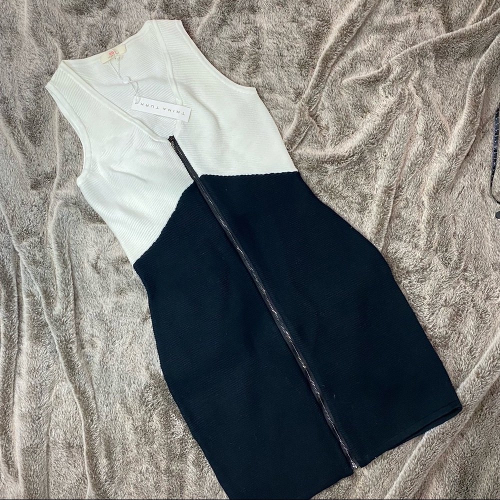 NWT Trina Turk Black & Crème Mini Dress